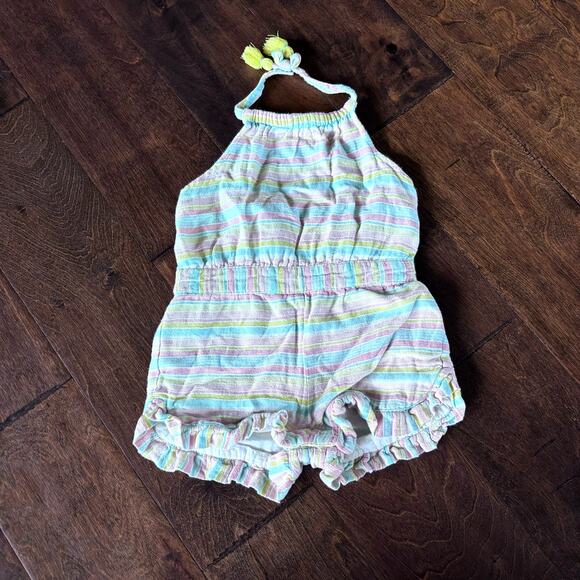 Cynthia Rowley Girls 18 Month Summer Romper Outfit Halter Pastel Striped - Picture 1 of 7